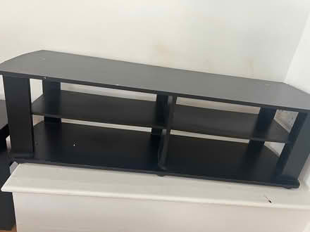 Photo of free Black tv stand with shelves (Bedminster BS3) #2
