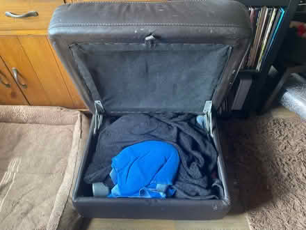 Photo of free Brown leather storage pouffe (Dudbridge GL5) #3