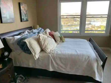 Photo of free Dark Wood Queen Bedframe (Larkspur) #1