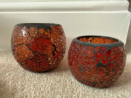 Photo of free 2 Orange glass crackle tealight holders (Clewer New Town SL4) #1