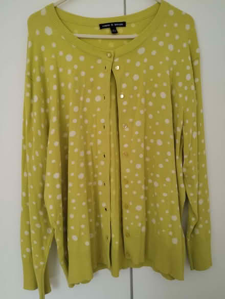 Photo of free XL lime green women's cardigan, white polka dots (Maidenhead SL6) #3