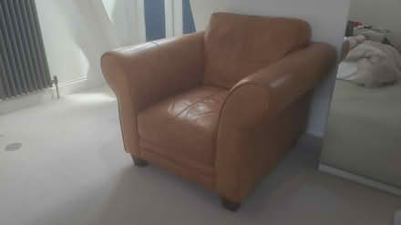 Photo of free Tan leather Italian sofa chair (SW12) #2