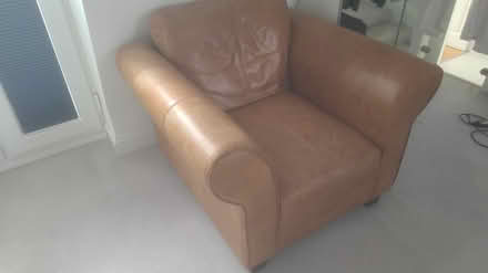 Photo of free Tan leather Italian sofa chair (SW12) #1