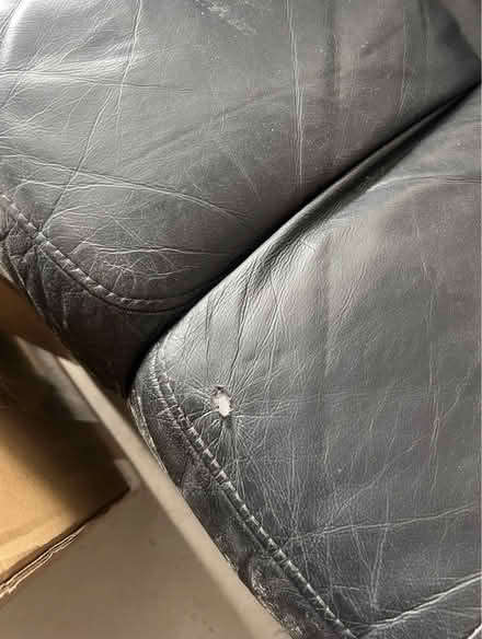Photo of free Black Leather Sofa (West Craigs EH12) #2