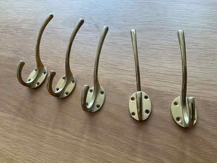 Photo of free 5 x brass coat hooks (Higham Ferrers NN10) #1