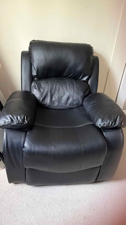 Photo of free Black leather recliner chair (CR8 4) #4