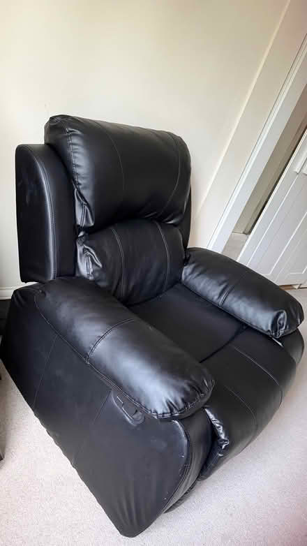 Photo of free Black leather recliner chair (CR8 4) #2