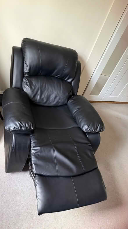 Photo of free Black leather recliner chair (CR8 4) #3
