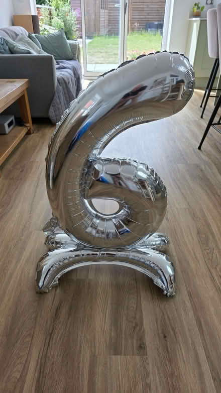 Photo of free Large silver '6' balloon (New Bradwell MK13) #1