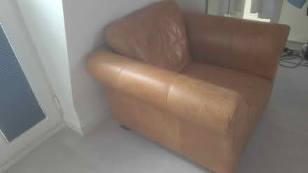 Photo of free Tan leather Italian sofa chair (SW12) #3