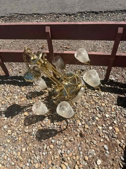 Photo of free Vintage brass chandelier (Right off Cambridge rd) #1