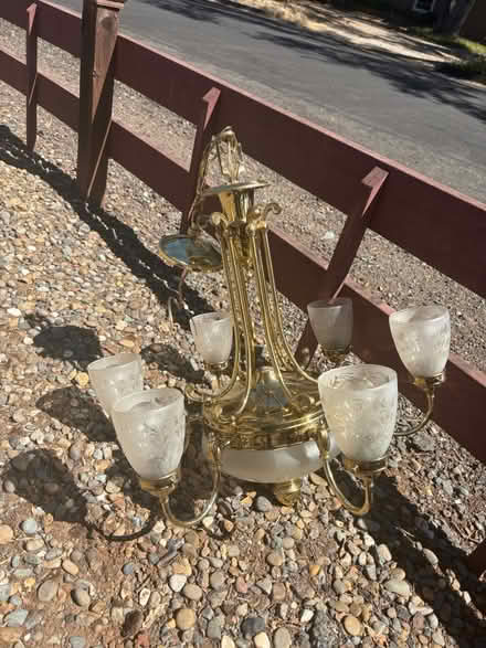 Photo of free Vintage brass chandelier (Right off Cambridge rd) #2