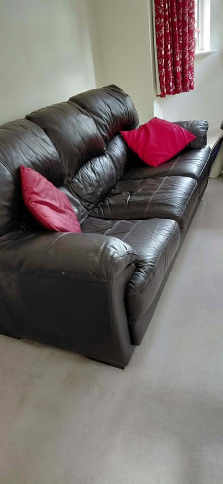 Photo of free Chocolate brown settee and 2 reclining chairs. (Timperley WA15) #1