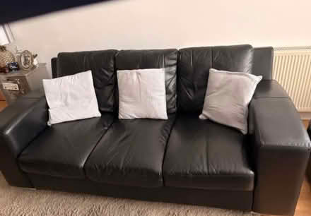 Photo of free Black leather 3 seater (Knowle FY2) #1