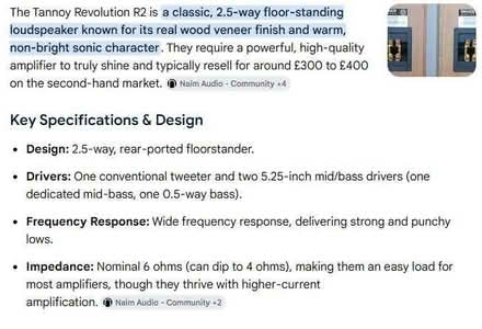 Photo of free Pair of TANNOY REVOLUTION R2 hi-fi speakers (Surrey Quays SE16) #4