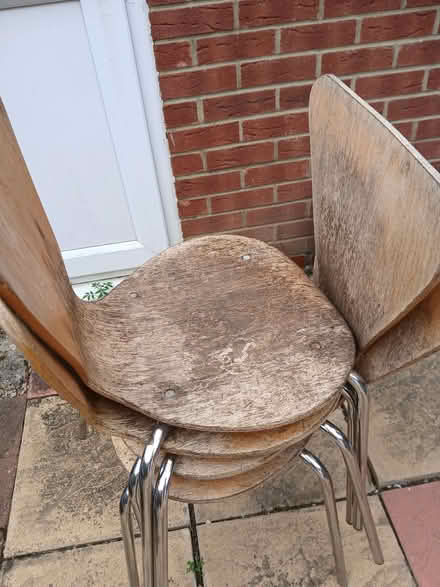 Photo of free 4 x wooden stacking chairs (Hayes UB3) #1