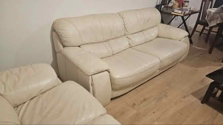 Photo of free Cream Leather Sofa Suite 3+2 (Shankil) #2
