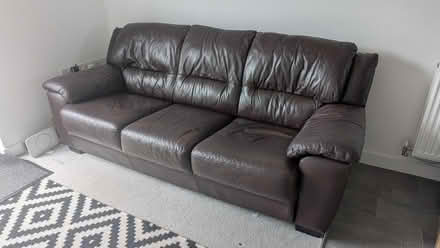 Photo of free Brown faux leather 3-seater sofa (Penrith CA11) #2