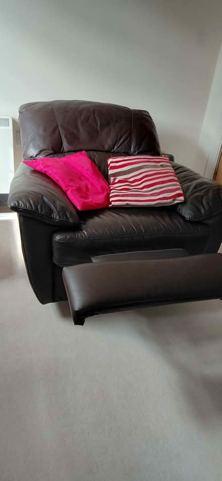 Photo of free Chocolate brown settee and 2 reclining chairs. (Timperley WA15) #4