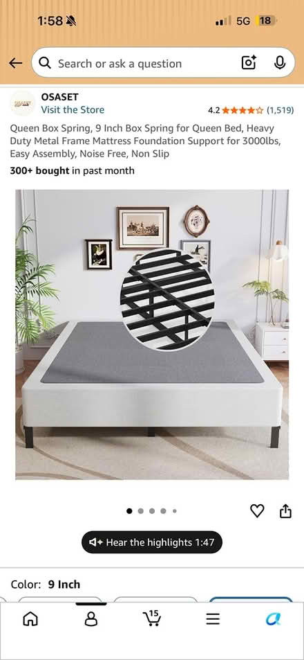 Photo of free Queen box spring (Great Falls Hwy) #1