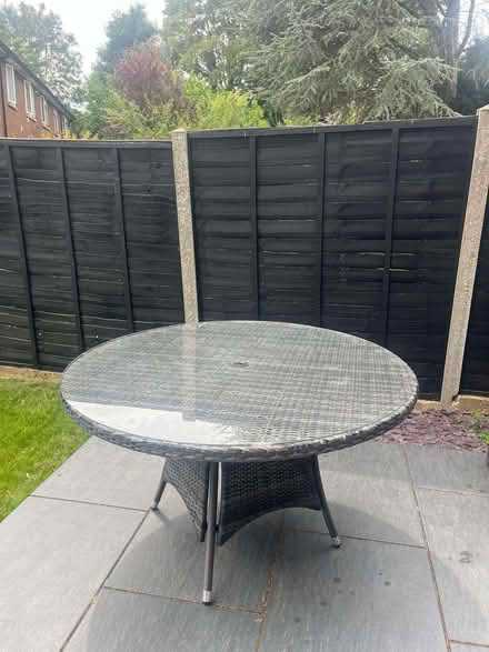 Photo of free Round Garden Rattan Table with Glass Top (Sopwell AL1) #1