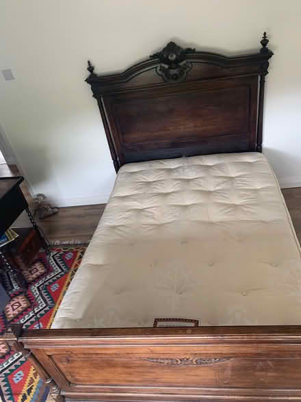 Photo of free Antique victorian oak bed with base and mattress (Ewelme OX10) #1