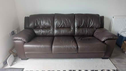 Photo of free Brown faux leather 3-seater sofa (Penrith CA11) #1