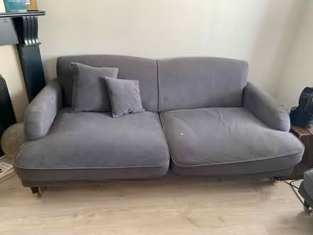 Photo of free 3 seater sofa - grey velvet style (Loughton IG10) #1