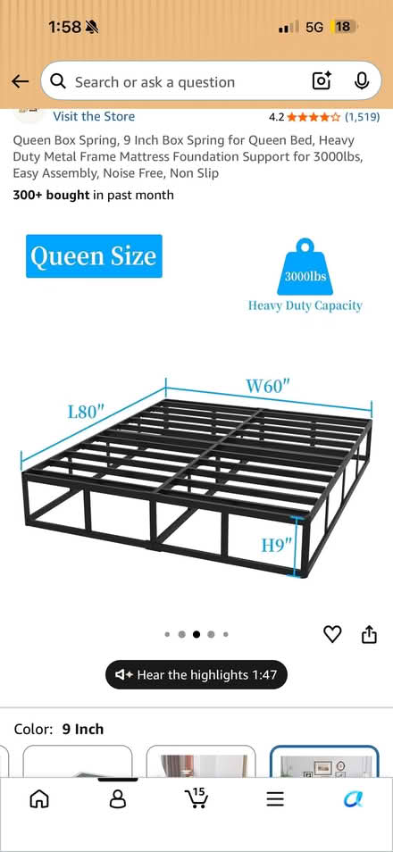 Photo of free Queen box spring (Great Falls Hwy) #2