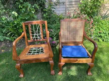 Photo of free Two wooden chairs with cushions (Top Amersham HP6) #1