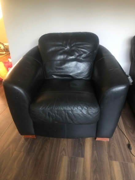 Photo of free Black Leather Sofa and Chair (Pantyrawel CF32) #3