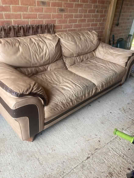 Photo of free Cream leather sofa (Palmarsh CT21) #1