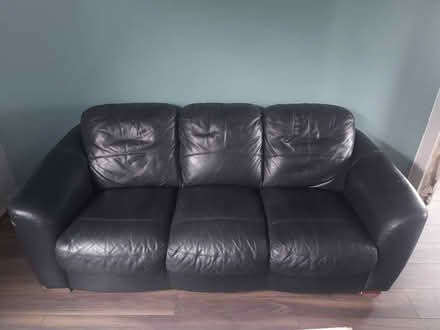 Photo of free Black Leather Sofa and Chair (Pantyrawel CF32) #1