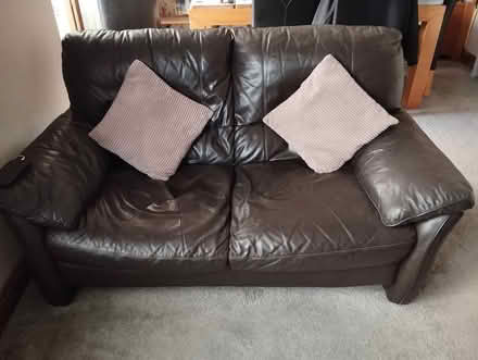 Photo of free Sofa's - 2 x 2 seater leather sofa's + cushions (Pelsall Junction WS3) #3