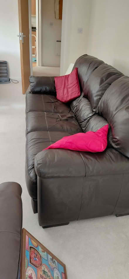 Photo of free Chocolate brown settee and 2 reclining chairs. (Timperley WA15) #2
