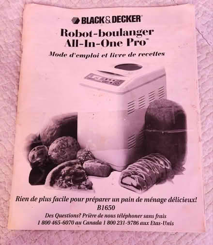 Photo of free Bread Maker Manual - Eng/Fr (Danforth and Greenwood) #2