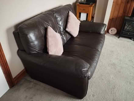 Photo of free Sofa's - 2 x 2 seater leather sofa's + cushions (Pelsall Junction WS3) #2