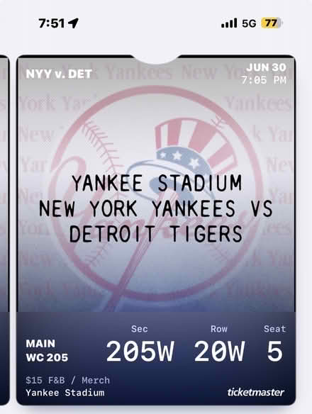 Photo of free Yankee Tix (Yankee stadium) #1