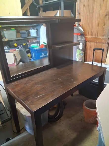 Photo of free Wood desk with mirror (Roblin Mills, County rd 35) #1