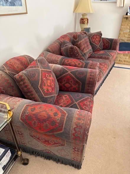 Photo of free Two seater sofa, armchair, pouffie (Epsom KT17) #2