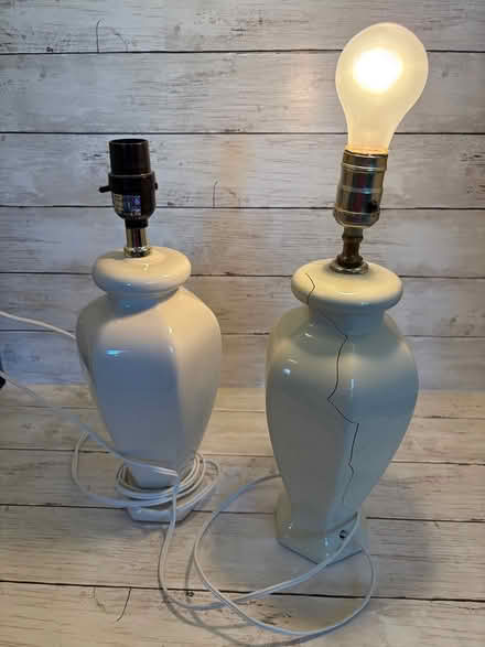 Photo of free Pair of cream ceramic lamps (Centennial-Jordan & Parker Rds) #1