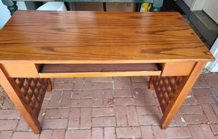 Photo of free Wooden desk table w / keyboard tray (Saugus) #1