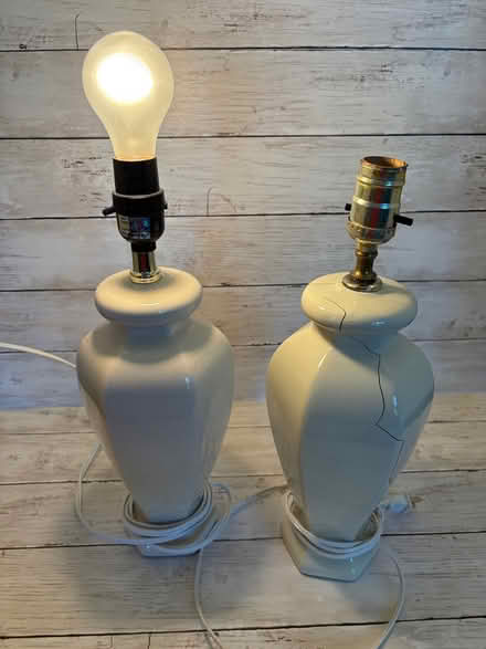 Photo of free Pair of cream ceramic lamps (Centennial-Jordan & Parker Rds) #2