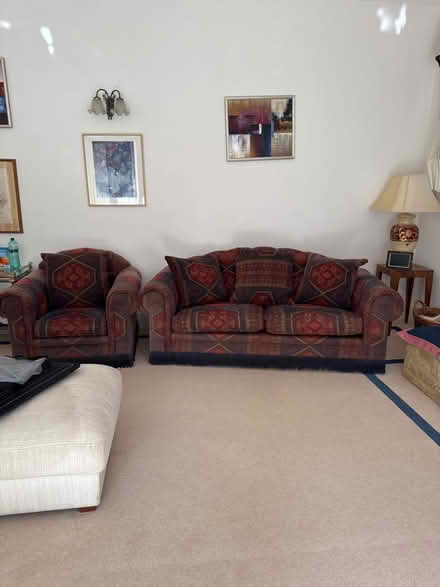 Photo of free Two seater sofa, armchair, pouffie (Epsom KT17) #4