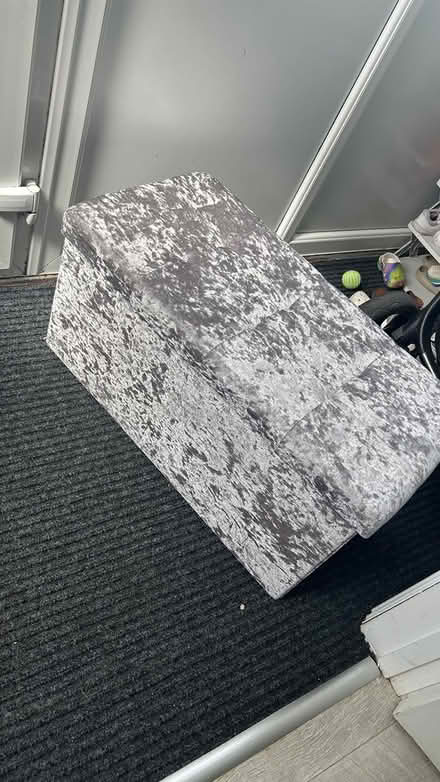 Photo of free Silver velvet ottoman (MK23PE) #1
