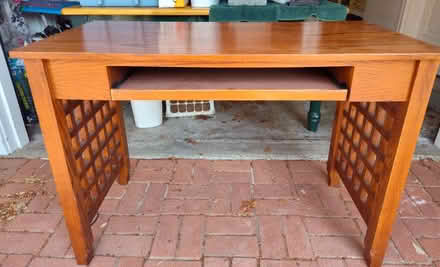 Photo of free Wooden desk table w / keyboard tray (Saugus) #4