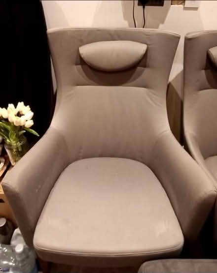 Photo of free Grey arm chairs and footstool (Worple road TW7) #2