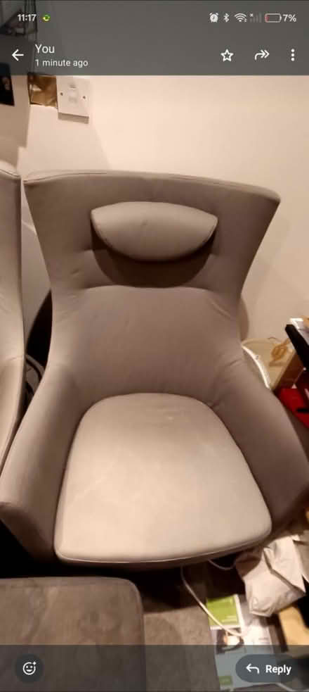 Photo of free Grey arm chairs and footstool (Worple road TW7) #3