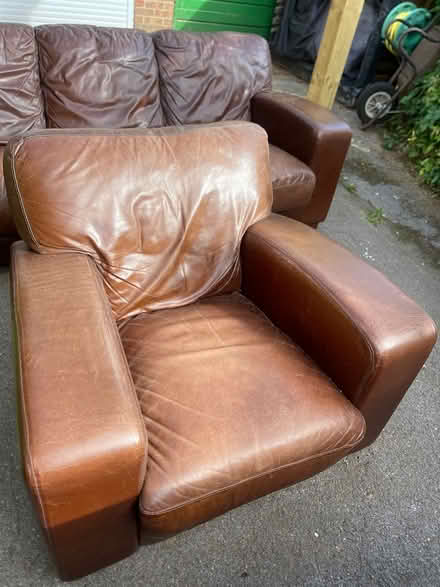 Photo of free Leather settee and matching chair (SG4) #2