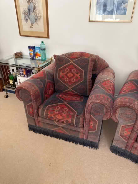 Photo of free Two seater sofa, armchair, pouffie (Epsom KT17) #1
